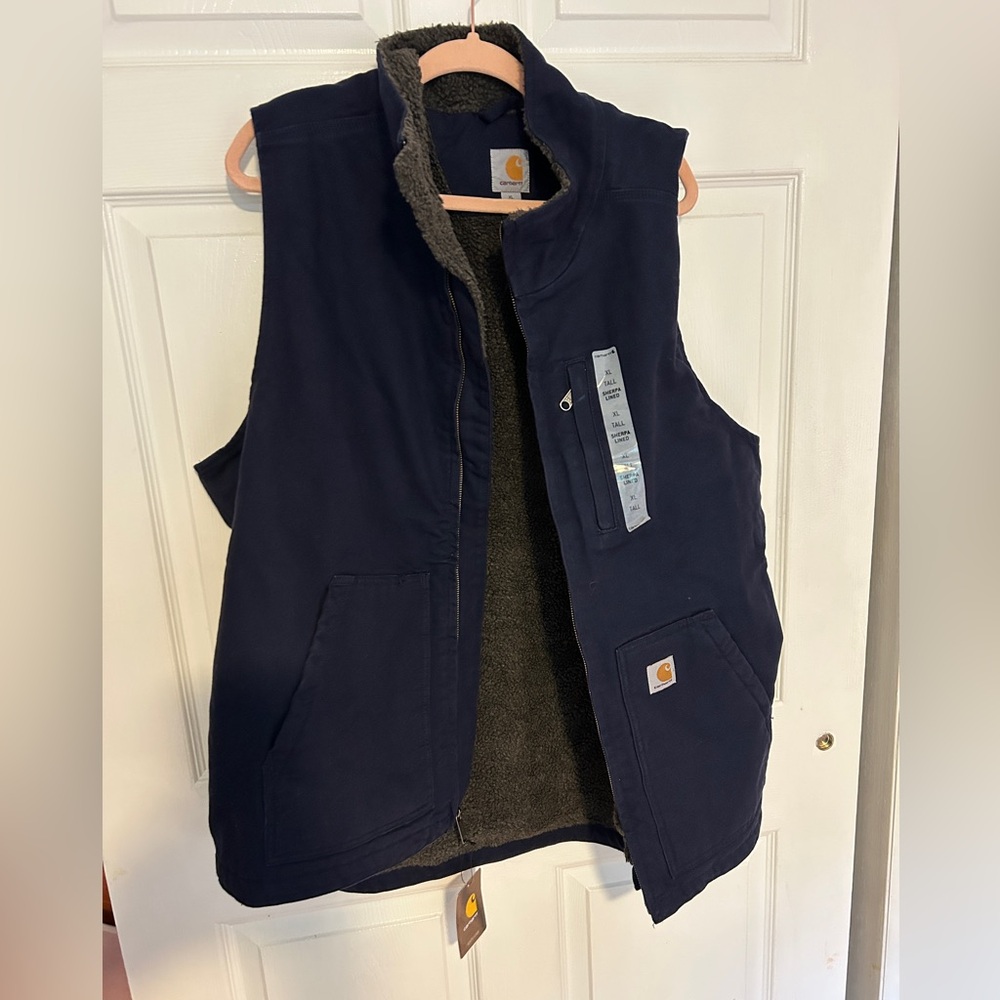 Carhartt NWT Dark Blue Fleece-Lined Vest XL Tall